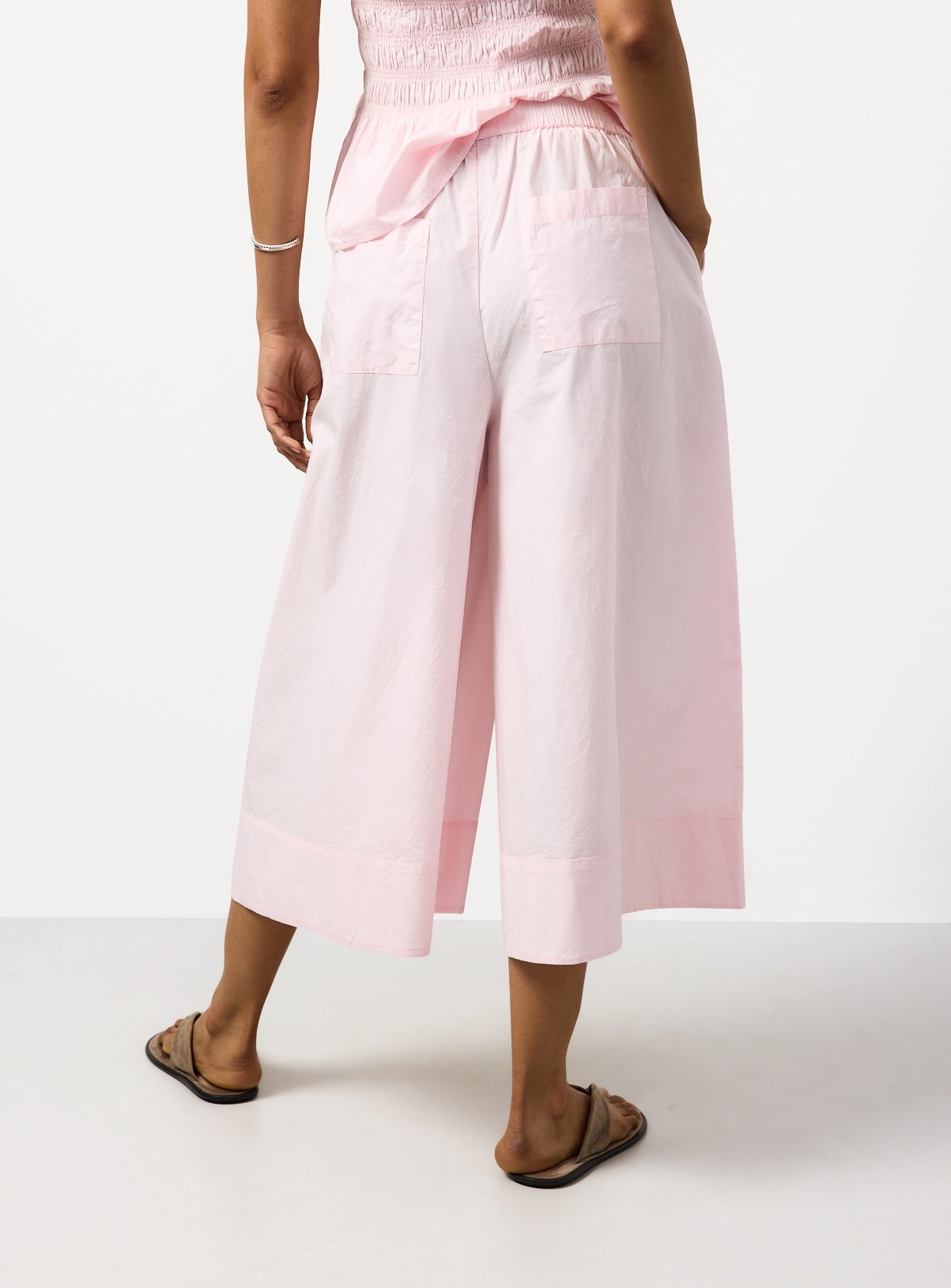 Pink Wide Leg Poplin Palazzo Trousers 16 - Image 4 thumbnail